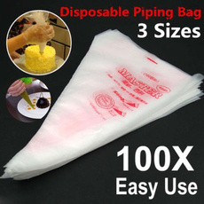 100pcs Plastic Disposable Piping Bags Cake Cream Decorating (Size:S/M/L)