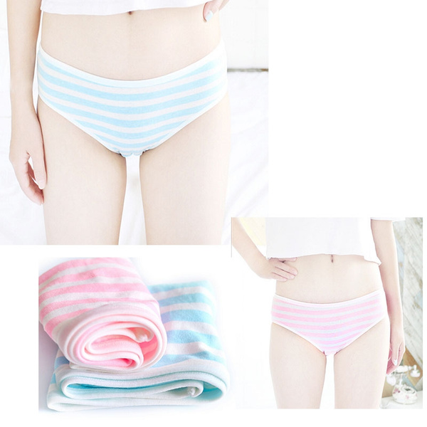 Two Dimensional Girl COS Blue White Striped Underwear Hatsune Miku Cotton Underwear Girls Animation Products