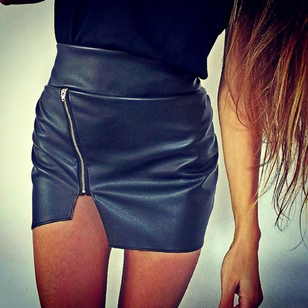 Mode Sexy Frauen Bodycon Rock Pu Leder Mini Kurzen Rock Schwarz Shorts Wish