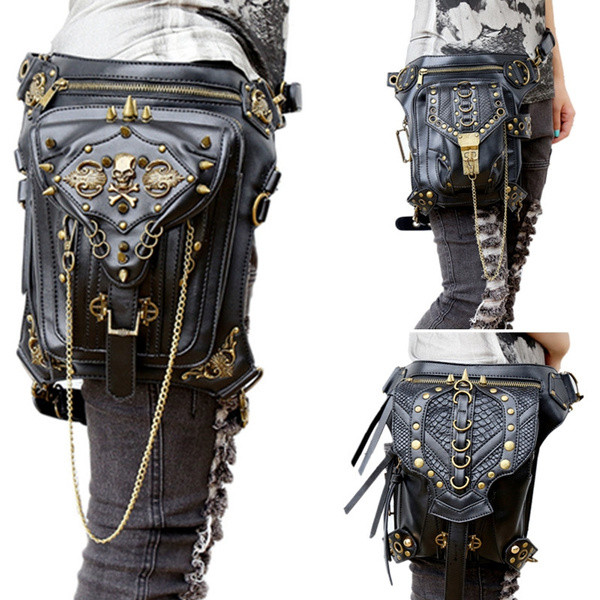 Amazon.com | UIYTR Steampunk Retro Motorcycle Bag Lady Bag Retro Rock  Gothic Goth Shoulder Waist Bag Drop Leg Bag for Women (K-Brown) | Waist  Packs