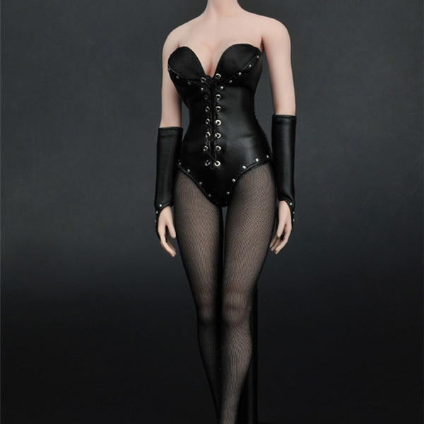 Black Lace Up Corset Gloves Stockings 