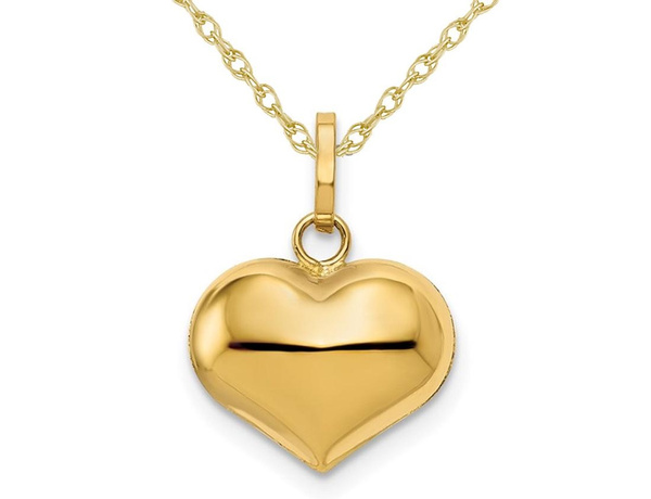 14K Yellow Gold Heart Pendant Necklace with Chain | Wish