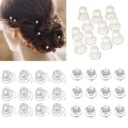 Korean Style 12x Wedding Bridal Hair Pins Rhinestone Twists Coil Flower  Swirl Spiral Hair Clip | Wish