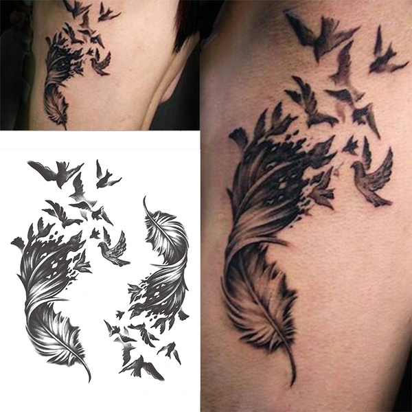 Simulate The Colour Of The Backing - Bird Feather Tattoo Design - Free  Transparent PNG Download - PNGkey