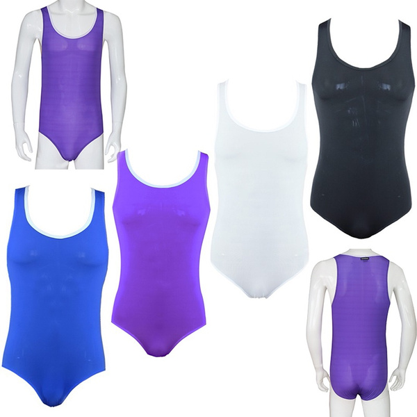 Men Jockstrap Leotard Elastic Mesh Underwear Jumpsuits Wrestling Singlet Bodysuit I.310041330