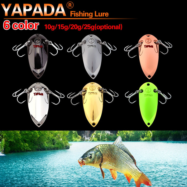 fashion sports accessories YAPADA Spoon 001 10g 15g 20g 25g Zinc Alloy Hard Fishing  Lure Holographic Cicada Shape Spoon Sequin Bait with Treble Hooks 6 Colors  for fishing men