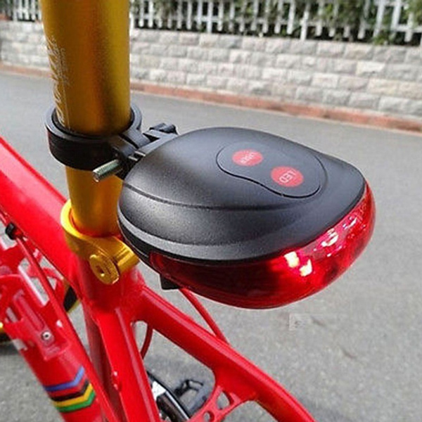 Bike 2 Laser+5 LED Flashing Lamp Rear Cycling Bicycle Tail Safety Warning Light 