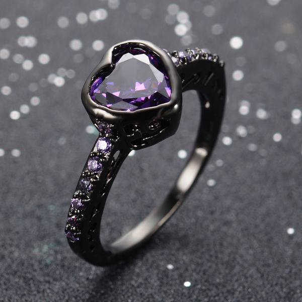 Purple and black hot sale wedding rings