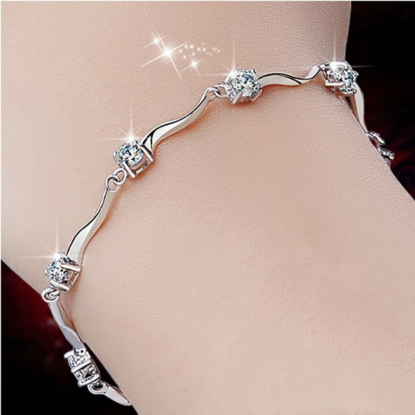 Wholesale 925 Sterling Silver Bracelets Jewelry chain women lady men 6mm  4MM high quality valentine gift beautiful factory price - AliExpress