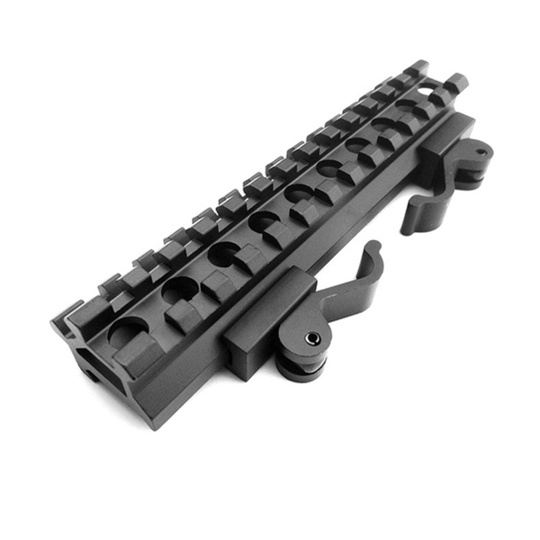 QD Quick Release 13 Slot Double Twin Picatinny Rail See Through Mount Rise 
