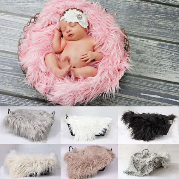 Baby Newborn Faux Fur Photography Photo, White Rug For Baby Photoshoot
