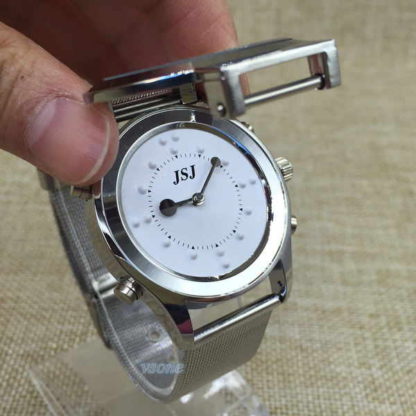 Montre Parlante et Tactile Braille avec Alarme Annonce de l heure en Fran ais pour Les Personnes Aveugles ou Les Personnes g es Cadran Blanc