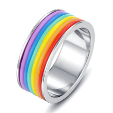 Steel, rainbow, Fashion, wedding ring