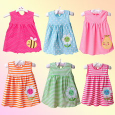 Random Style Hot Selling Summer New Baby Kids Princess Cotton Dress Girls Infant Night Sleeveless Dresses 