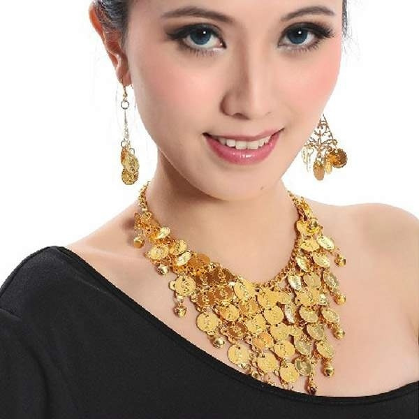 Belly Dance Jewellery Costume Set Coin Necklace & 2 Earrings Jewelry