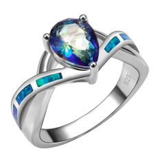 Blues, rainbow, 925 sterling silver, wedding ring