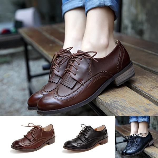 British Style Oxford Shoes for Women Vintage Women Soft Leather Brogues  with Tassels Platform Oxfords Shoes Woman XWB0006-5 | Wish