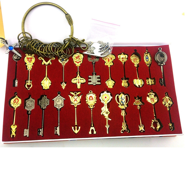 Fairy Tail Lucy Set of 22 Golden Zodiac Keys + Key Ring, Missing  Accessories