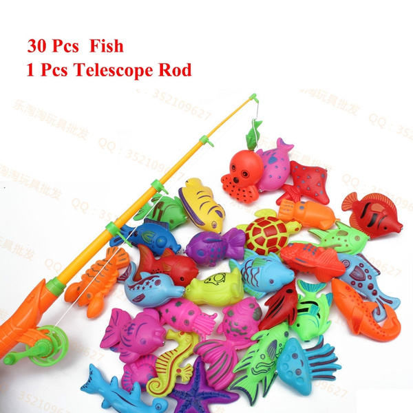 Cheap 30/52 Pcs Magnetic Fishing Toys Plastic Fish Rod Set Kids