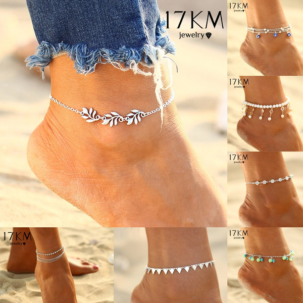 Topdo Lady Gold Color Leaf Anklets Alloy Women Elegant Chain Anklet Beach Charm Adjustable Anklet