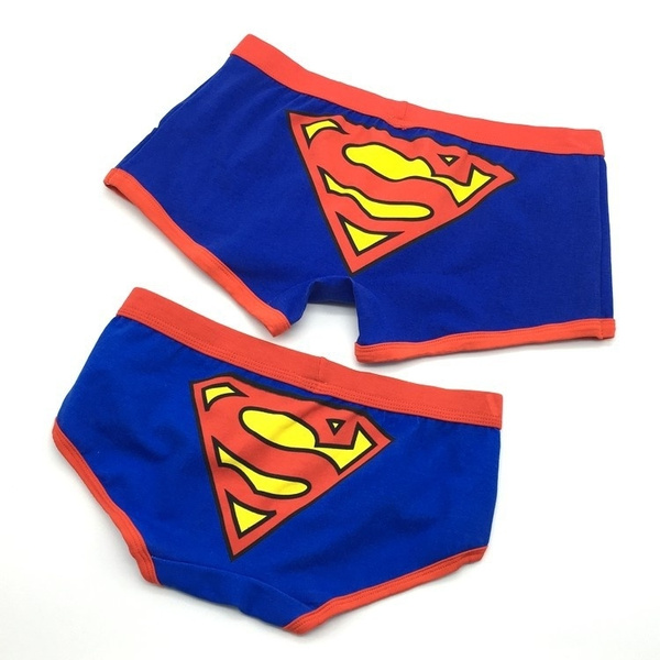 Superman Cartoon Underwear Korean Fashion Couple Briefs Cotton Lover  Underwear Men's Boxer Briefs Women's Briefs Underpants
