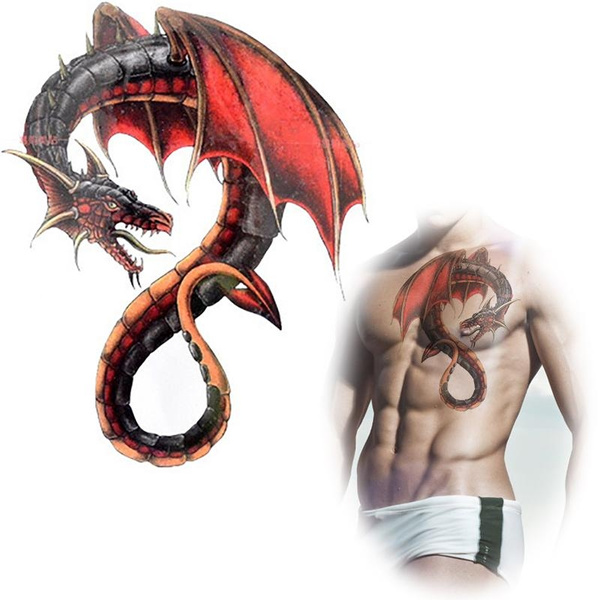 Red dragon wings tattoo waterproof Temporary tatto stickers male monster  animal totem fakes lugger back tattoo stickers | Wish