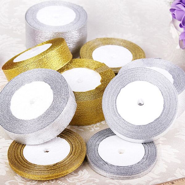 25 Yard Craft Jewellery Sparkle Glitter Decoration Organza Ribbons Silk Tapes Kd 