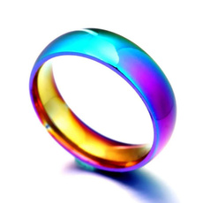 Steel, rainbow, Fashion, wedding ring