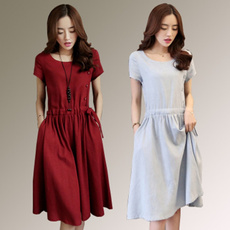 Dress, summer dress, short sleeves, womenlinendres