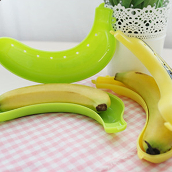 Banana Protector Case Container Trip Outdoor Lunch Fruit Box Storage Holder Green