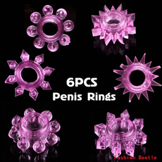 Fashion Beetle 6 PCS Men's Sex Love Adult Aid Cockring Peniss Ring erectionn helper ejaculationn lock Adult Men sex toy