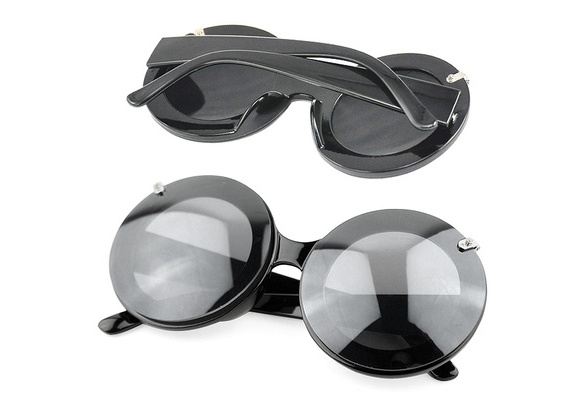 New Lady mouse Round Flip Up Paparazzi Shades Gaga Party Sunglasses Glasses  - AliExpress