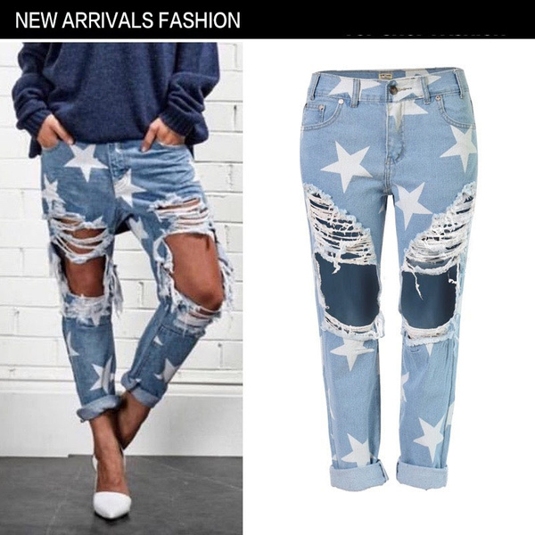 ripped jeans with stars