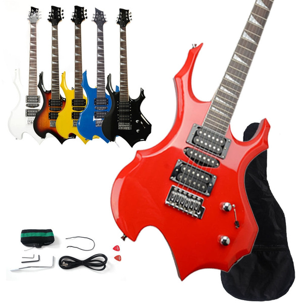 New 6 Colors Flame Type Beginner Electric Guitar +Bag Case +Cable +Strap  +Picks