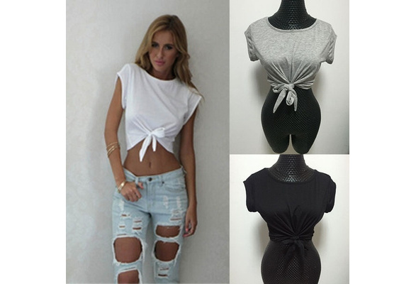 Knotted Tie Front Crop Tops Cropped 
