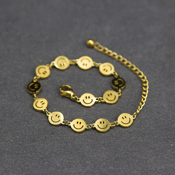 Destiny Jewels Gold Plated Smiley Face Bracelet For Women & Girls