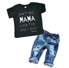 Newborn Toddler Infant Baby Boy Clothes T-shirt Top Tee +Denim Pants Outfits Set