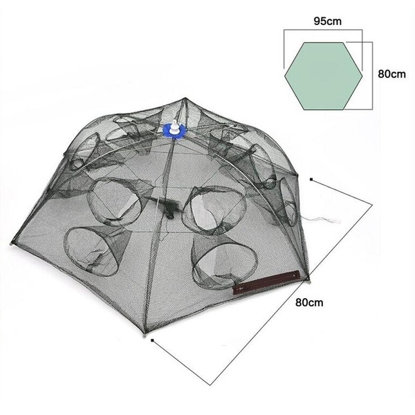 Crawfish Net Umbrella style Portable Foldable Fishing Trap Cast Net Shrimp  Cage with 12 Holes Fishing Bait Traps G8I4Q6C7