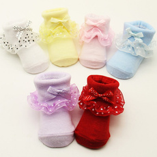 0-6 Month Toddlers Infants Cotton Ankle Socks Baby Girls Princess Bowknot Socks