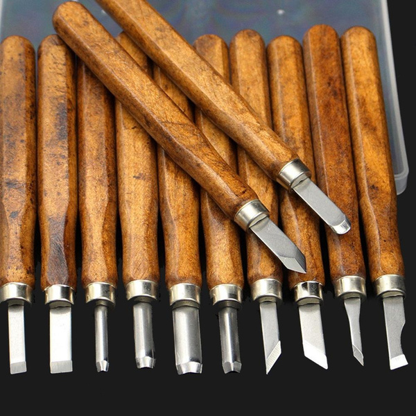 12-Piece Wood Carving Chisel Set Wood Carving Knife Kit for Beginner Power  Grip Carving Tools