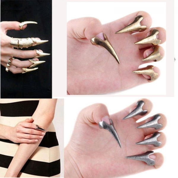 Retro Vintage Punk Finger Jewelry Personality Nail Talon Claw Band Ring Gift LD