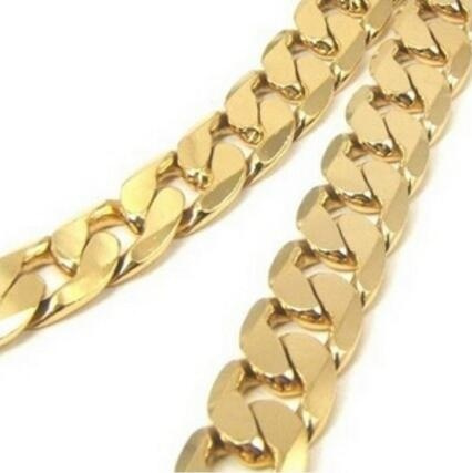 New Chunky 24k Yellow Gold Filled Men S Necklace Solid Curb Link Chain 50cm 19 7 Inches 8mm Color Gold Wish