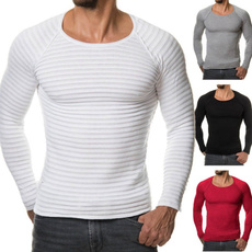 Mens Casual Slim Fit Crew Neck Shirt Jumper Pullover Sweater Muscle T-Shirts Tops