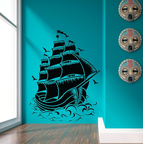 Nautical Ship Wall Decal Boat Decor Sailboat Art Vinyl Ship 