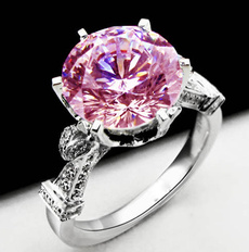 pink, DIAMOND, 925 sterling silver, wedding ring