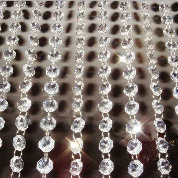 40ft 14mm Acrylic Crystal Glass Beads, Beaded Crystal Chandelier Garland