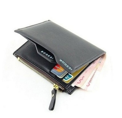 ZHQUN Top Grade Brand ID Credit Card Holder Wallets Smoke Cassette Zipper Short Leather Wallet Men Wallets 