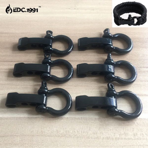 6PCS/lot High quality O Shape Adjustable Stainless Steel Anchor Shackle  Outdoor Camping Survival Rope Paracord Bracelet Buckles