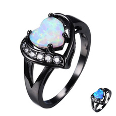 cute, Ring, black, opals