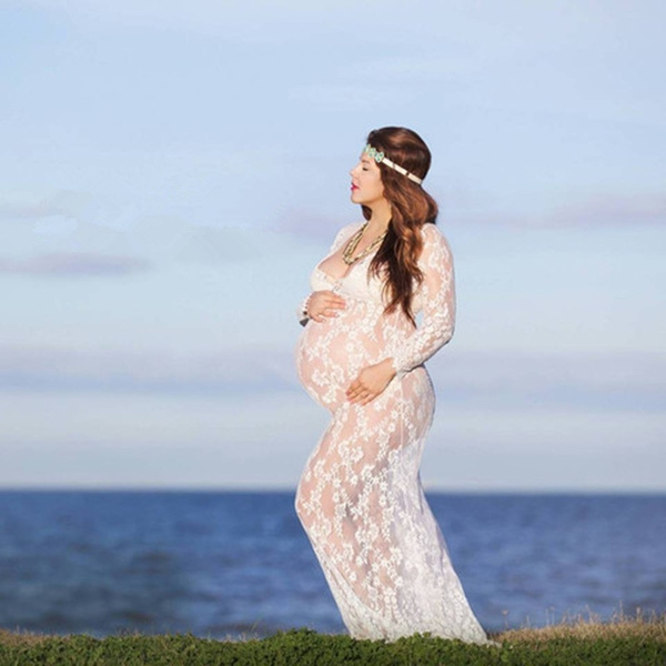 white maternity beach dress